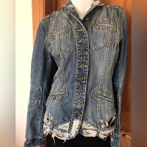Dondup Distressed Denim Jean Jacket Italy TG 28